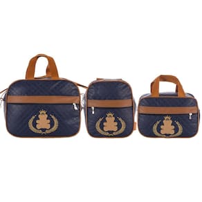 Kit De Bolsas Saída Maternidade Teddy Azul Marinho 3 Peças