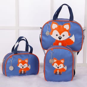 Kit De Bolsas Saída Maternidade Raposa Azul Claro 3 Peças