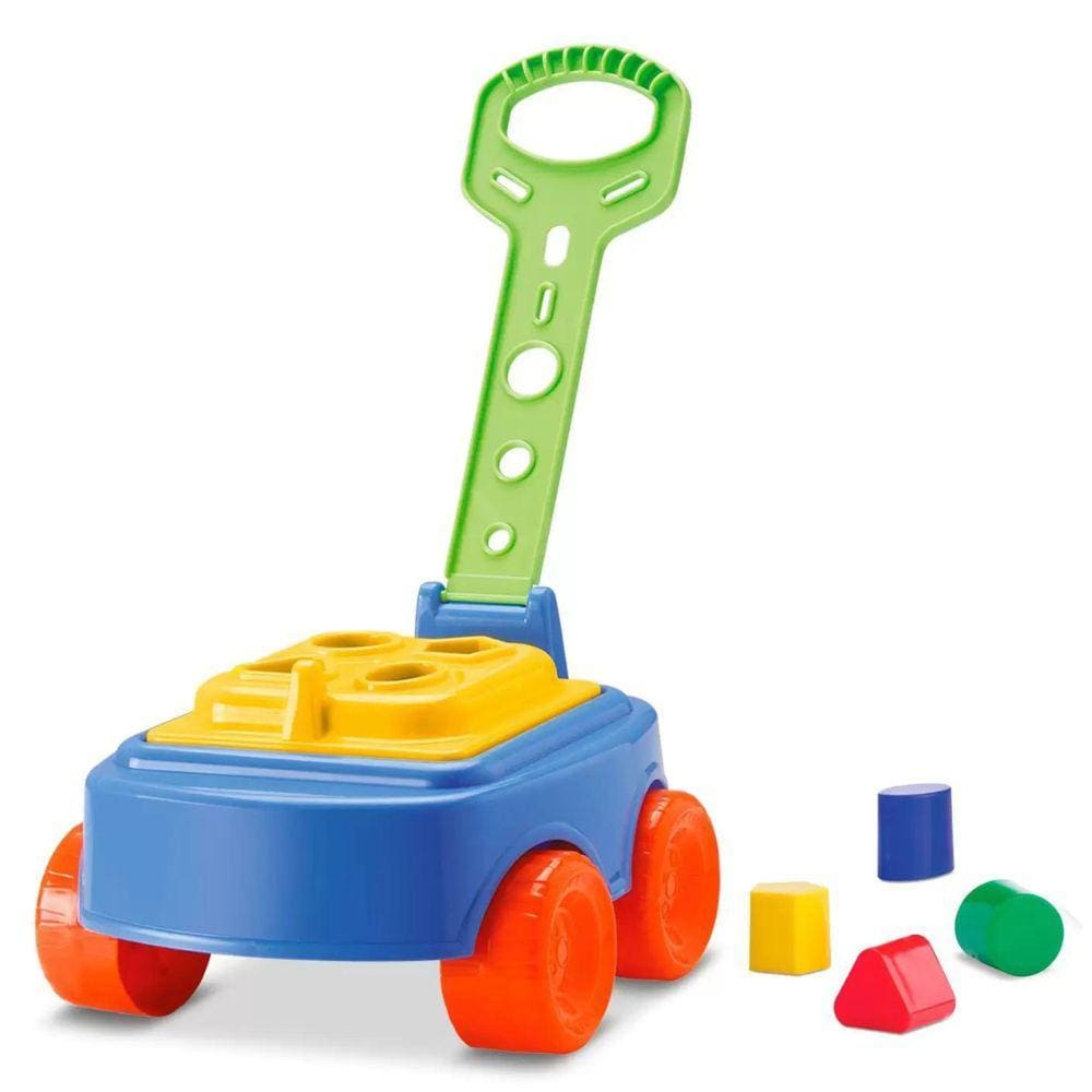 Briquedo Infantil Pedagógico Mipuxa Baby Land Carro De Puxar Com Encaixes Blocos 4 Formas
