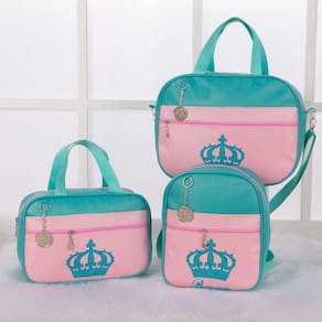 Kit De Bolsas Saída Maternidade Imperial Rosa Com Tiffany 3 Peças