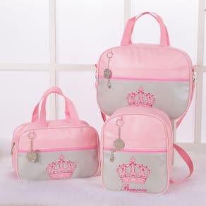 Kit De Bolsas Saída Maternidade Imperial Rosa Com Cinza 3 Peças