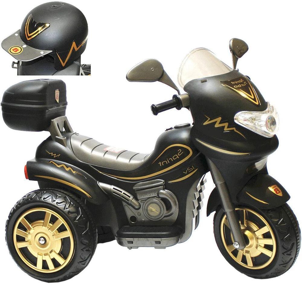 Moto Eletrica Infantil Biemme Sprint Turbo 12V Capacete Gold