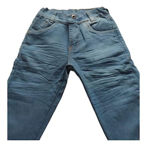 Calça Jeans Infantil Menino Juvenil Masculina quadril amassadinho Lycra 4 a 10 anos azul Claro