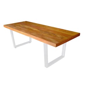 Mesa Industrial Lanna Madeira Maciça C/ Ferragem Branca 2,50m