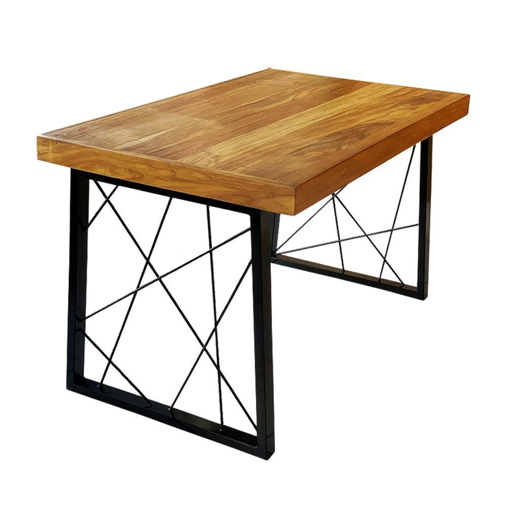 Mesa Eiffel Paris Estilo Industrial Madeira Maciça e Ferro 1,80m X 0,90m