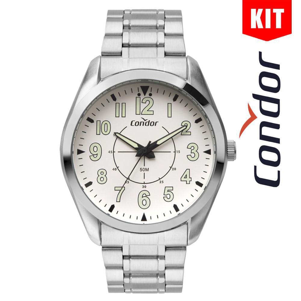 Relógio CONDOR KIT masculino prata CO2035MXP/K4K