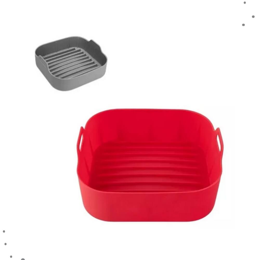 Forma De Silicone Cesto Quadrado Fritadeira Air Fryer 20,5 cm