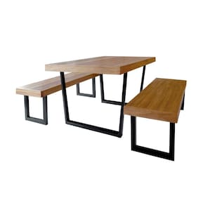 Conjunto Mesa Industrial Lanna 2,00m Ferragem Preta com 2 Banco Industrial Lanna
