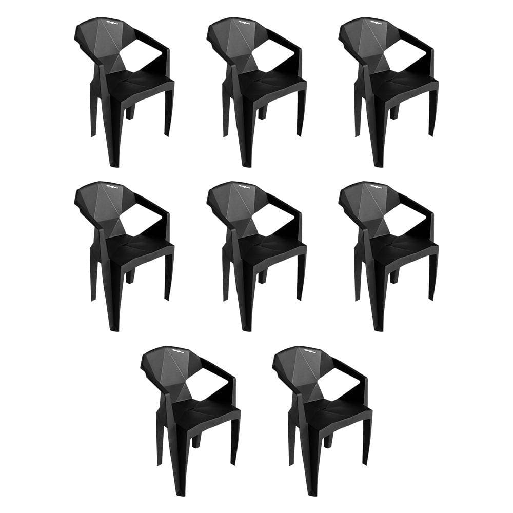 Kit 8 Cadeiras New Alegra 3d Preta