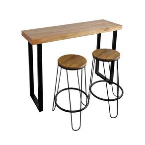 Conjunto Industrial 120cm Guatemala Aparador com 2 Banquetas Industriais Base Ferro Preto