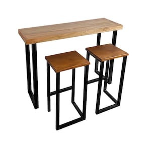 Conjunto Industrial 120cm Aparador com 2 Banquetas Bistrôs Premium Base Ferro Preto
