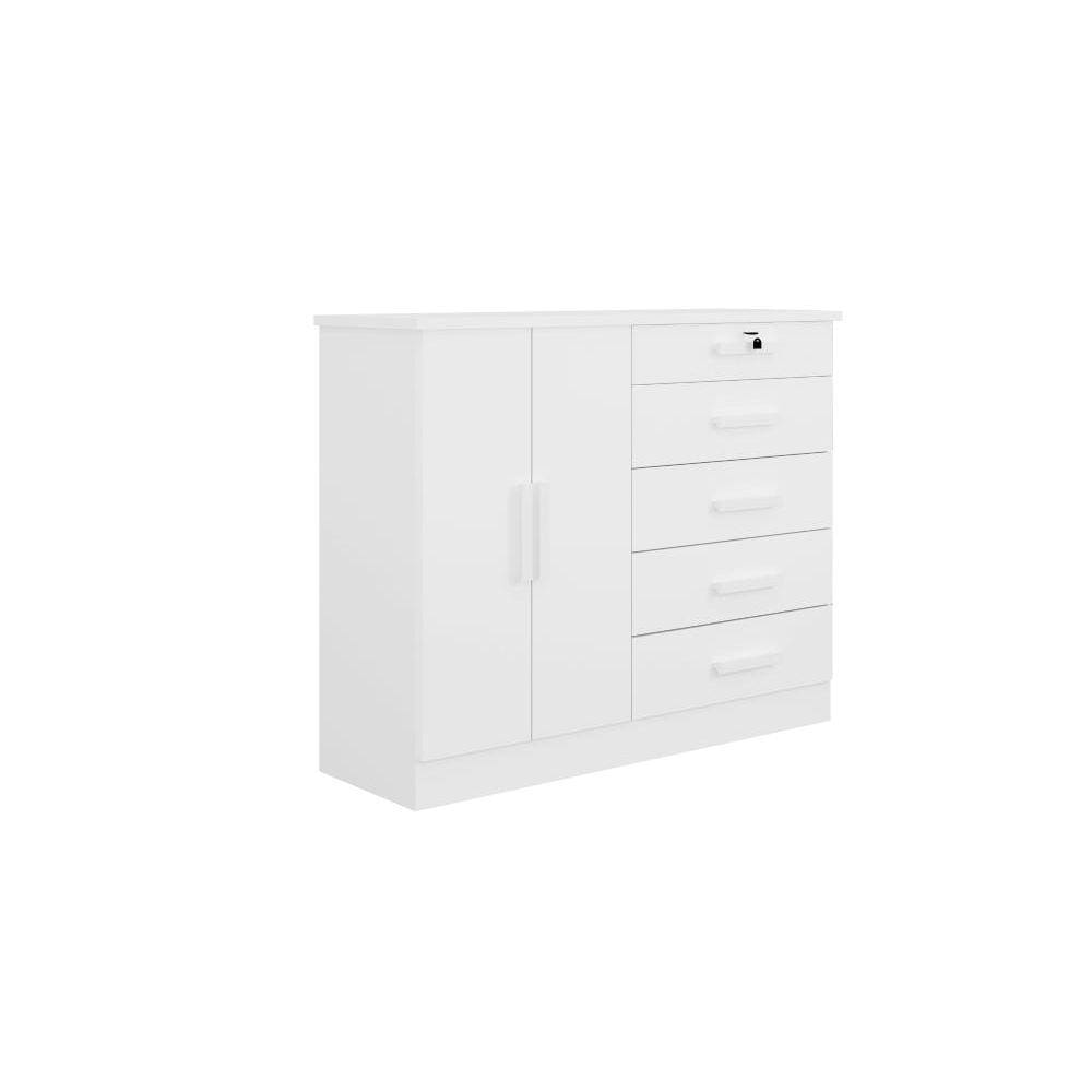 Cômoda New Athos Branco 5 Gavetas D`Doro