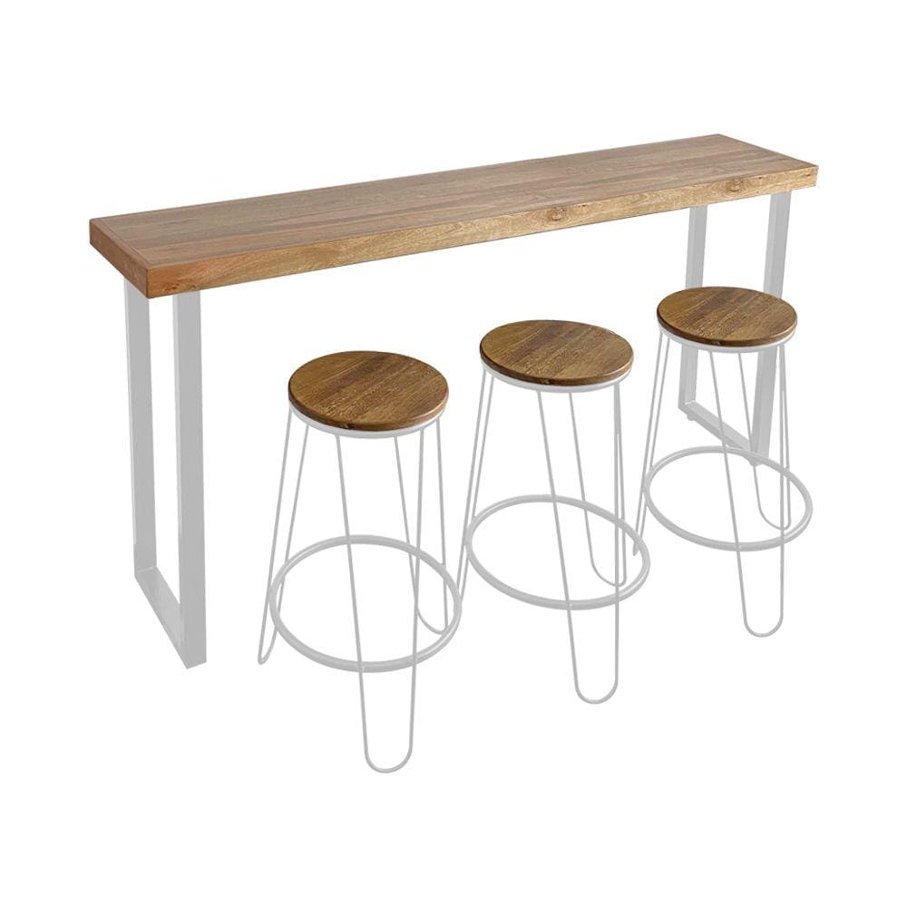 Bancada Gourmet 150cm com 3 Banquetas Industriais Guatemala Base Branca