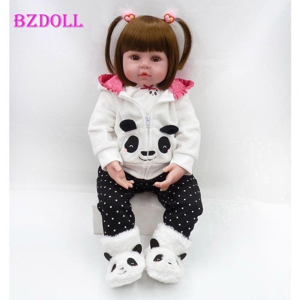 Bebê Reborn Boneca 19 "48cm Realista Recém-nascido Lifelike Panda Bebe Color Brown Eyes