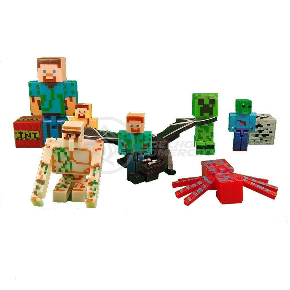 Kit Minecraft Dragão 3 Bonecos + 1 Aranha Vermelha