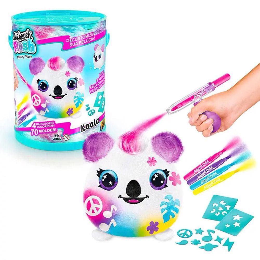 Pelúcia Pintar Airbrush Na Lata Coala