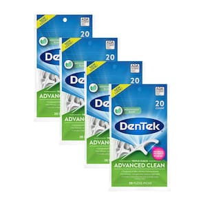 Kit 4 Fios Dental Dentek Floss Picks Triple Clean Advanced 20un cada