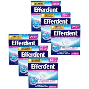Kit 6 Limpadores de Dentadura Antibacteriano Efferdent 20un cada