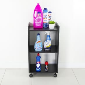 Nicho Organizador Móvel Multiuso Preto para Lavanderia com Rodízio 40cm