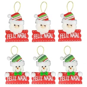 Kit 3 Papai Noel E 3 Boneco De Neve Feliz Natal Pelúcia 12cm