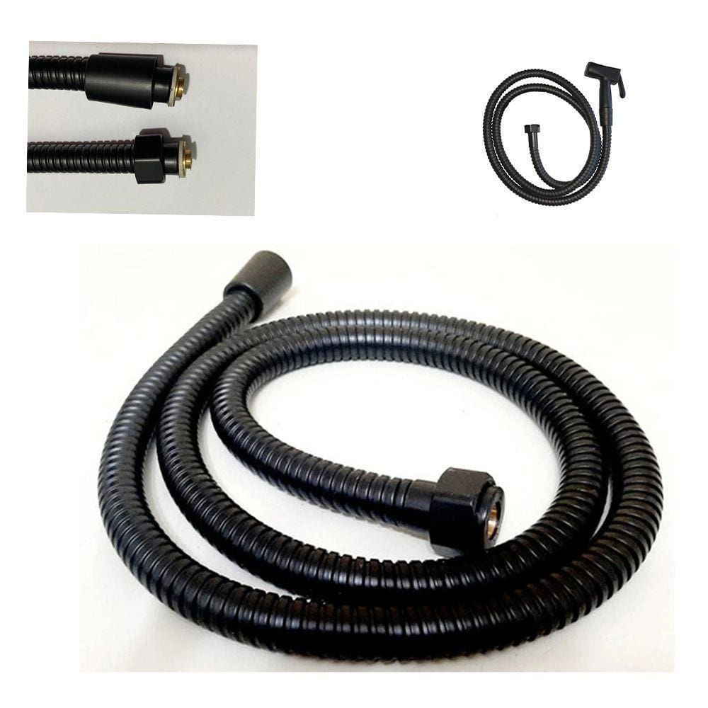 Engate Para Chuveirinho Ducha Higienica Mangueira 1 Metro E 20cm Flexivel Pia Lavabo Banheiro Preto Fosco