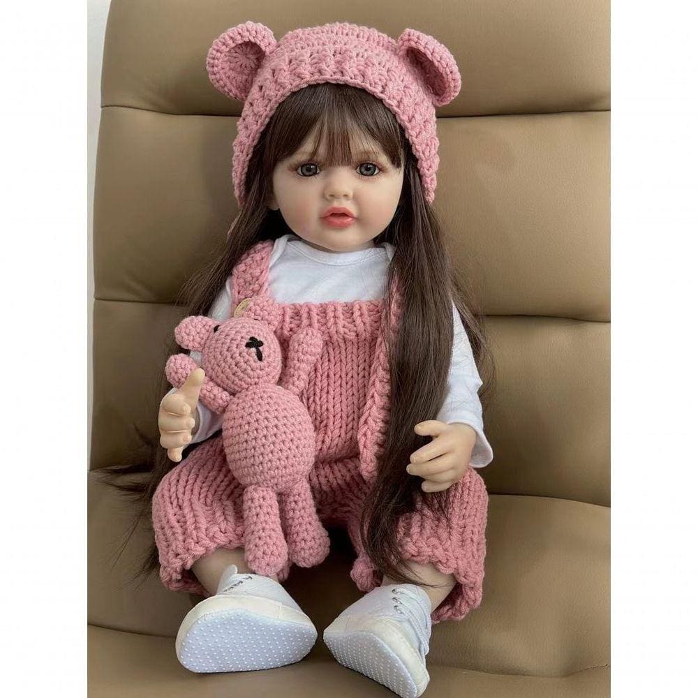 Brastoy Boneca Bebê Reborn Silicone Menina Elefantinho Olhos Castanho 55cm  em Promoção é no Buscapé