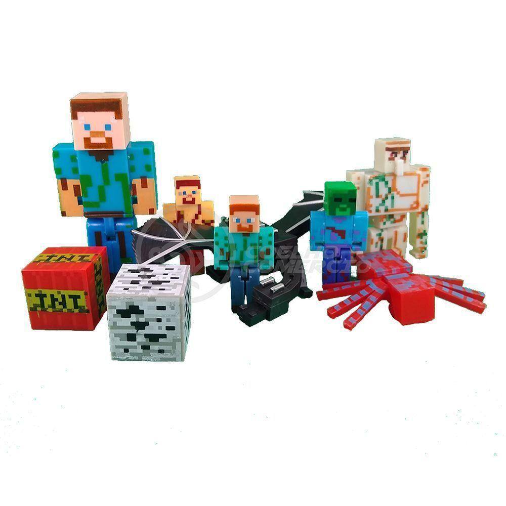 Kit Minecraft Dragão 3 Bonecos + 1 Aranha Vermelha