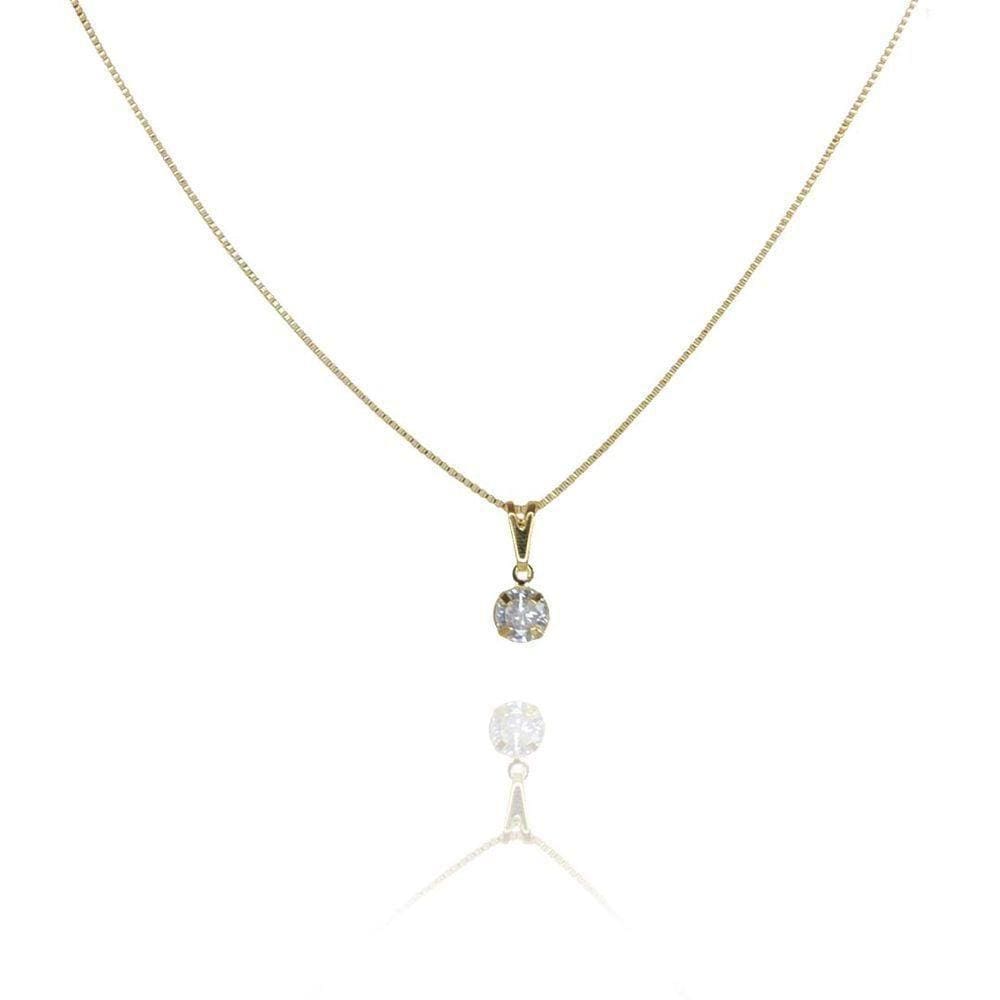 Colar Pingente Ponto De Luz Folheado A Ouro 18K