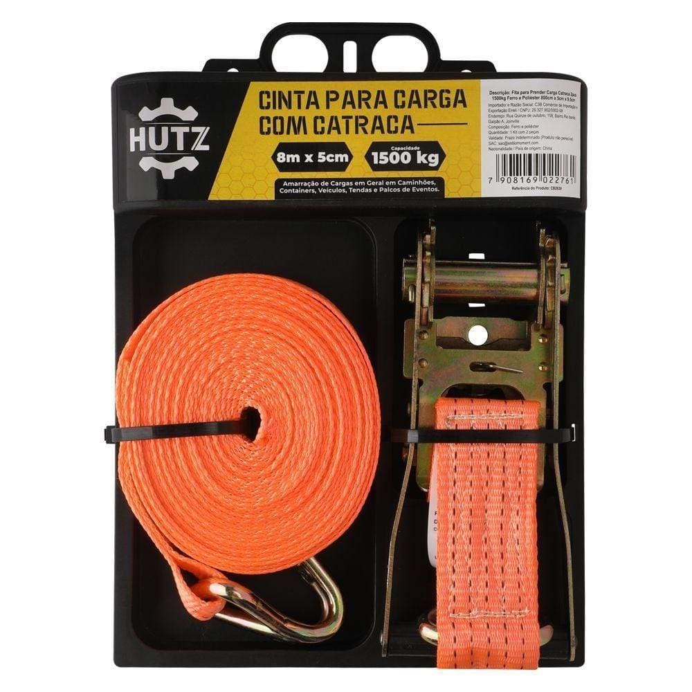 Cinta Catraca Para Amarração De Carga 8mt X 5cm (ate 1.500kg)- Blister- Hutz (1un)