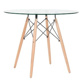 Mesa De Jantar Redonda Eames Eiffel Com Tampo De Vidro 90 Cm Incolor