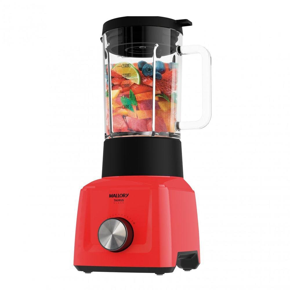 Liquidificador 12 Velocidades 1300W Taurus Glass Energia Elétrica Mallory 220V Vermelho