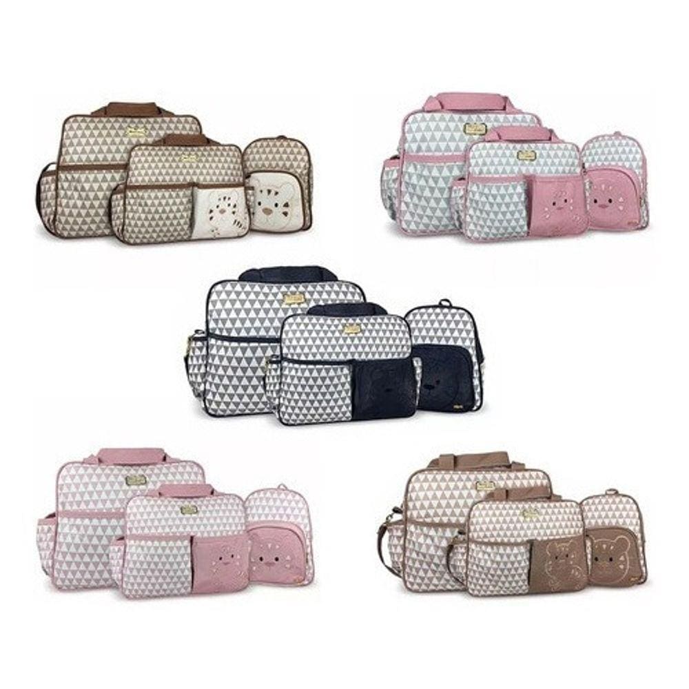 Kit Bolsa Maternidade + Mochila Menina Menino 3 Peças Tigre Felino Super Luxo