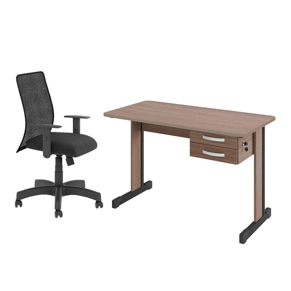 Jogo Mesa Com Gaveteiro e Cadeira Giratória