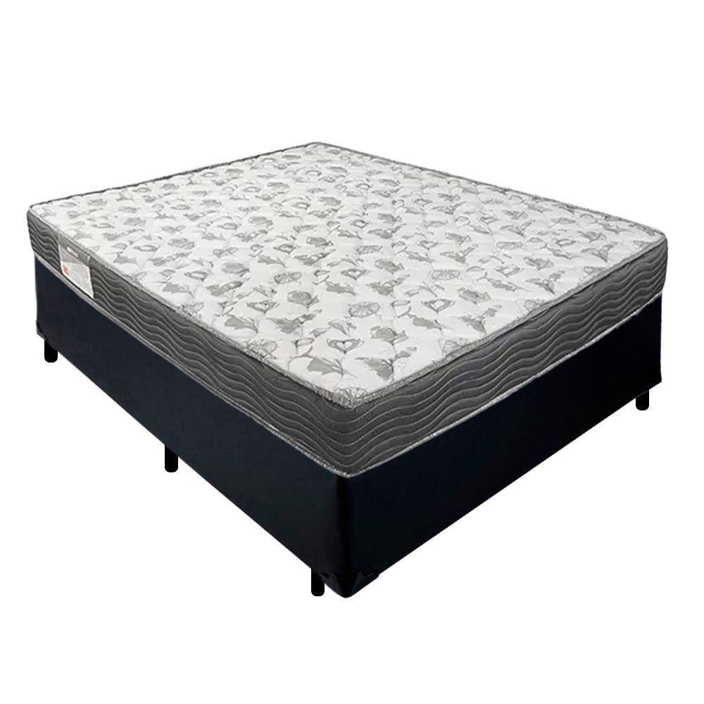 Cama Box Casal Sintético + Colchão De Espuma D33 - Sereneprime - 138cm preto