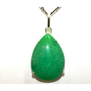 Colar Gota Lisa Quartzo Verde Prata 950 Garra