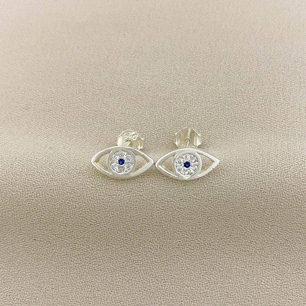 Brinco Olho Grego com detalhes de Zircônia