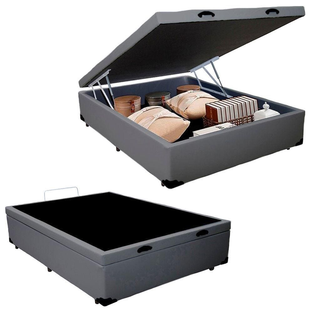 Cama Box Baú Casal Sintético Sereneprime Cinza 138x188x44