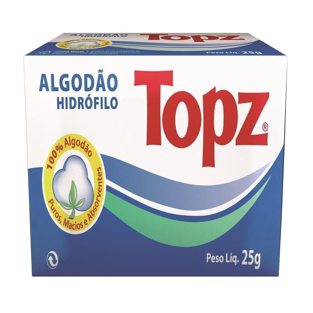 Algodão Hidrófilo Topz Rolo 25g Embalagem com 10 Unidades
