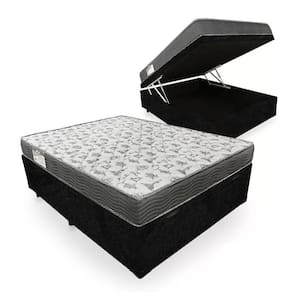 Cama Box Baú Casal Suede + Colchão De Espuma D33 - Sereneprime - 138cm preto