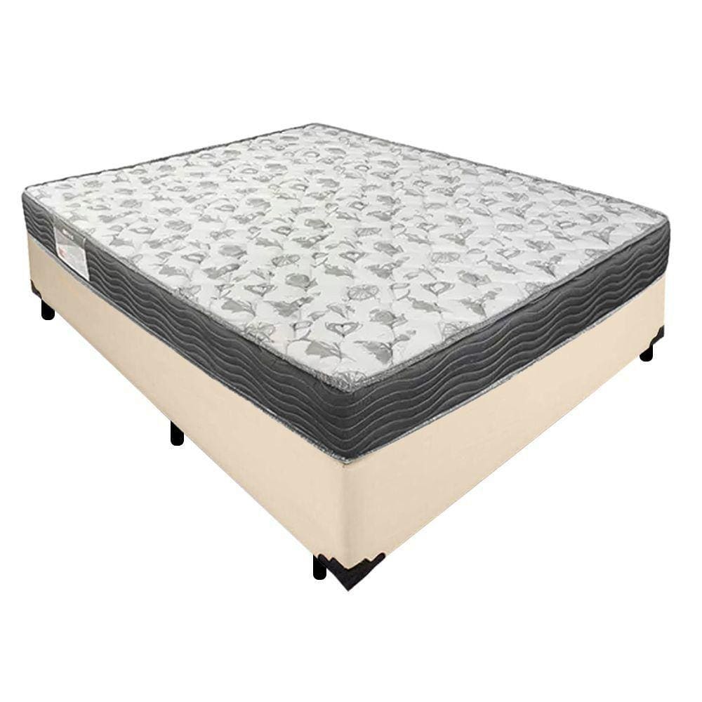 Cama Box Casal Sintético + Colchão De Espuma D33 - Sereneprime - 138cm bege