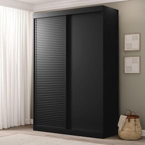 Guarda Roupa 2 Portas de Correr Samambaia Cabecasa Madeiramadeira Preto