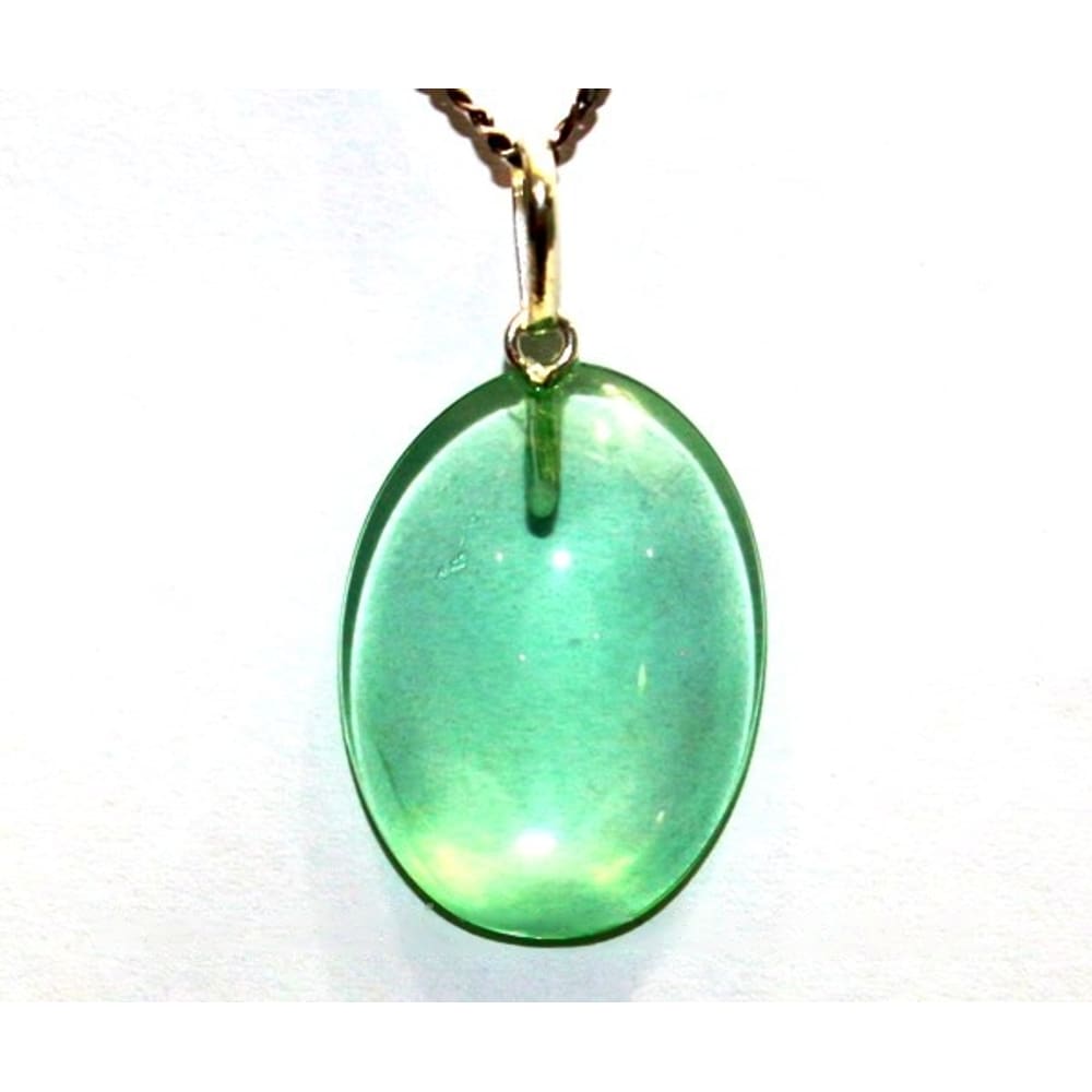 Colar Cabochão Pedra Obsidiana Verde Castoação Prata 950