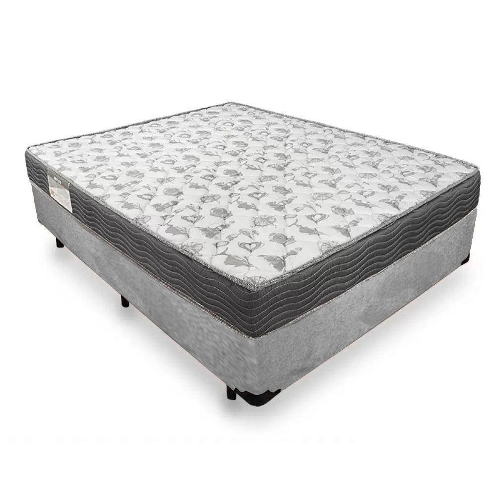Cama Box Casal Suede + Colchão De Espuma D33 - Sereneprime - 138cm cinza