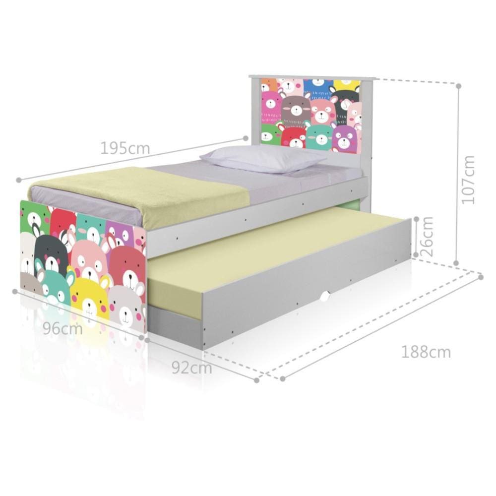 Bicama Juvenil Adesivada Ursinhos Coloridos