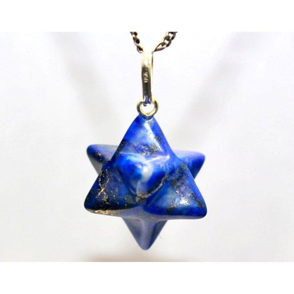 Colar Merkabah Pedra Lapis Lazuli Montagem Pino Prata 950