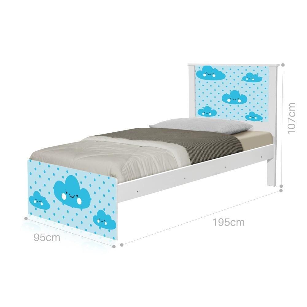 Cama Solteiro Adesivada Nuvem Menino