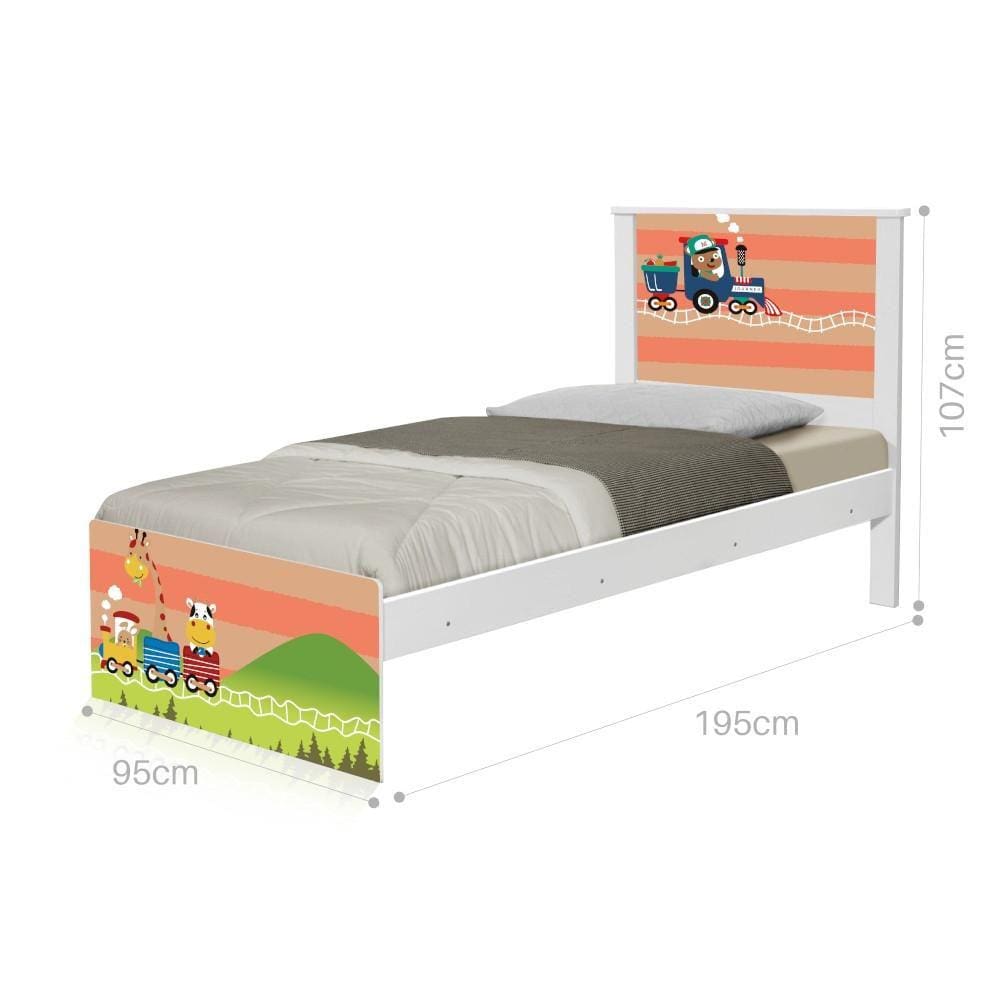 Cama Solteiro Adesivada Trenzinho