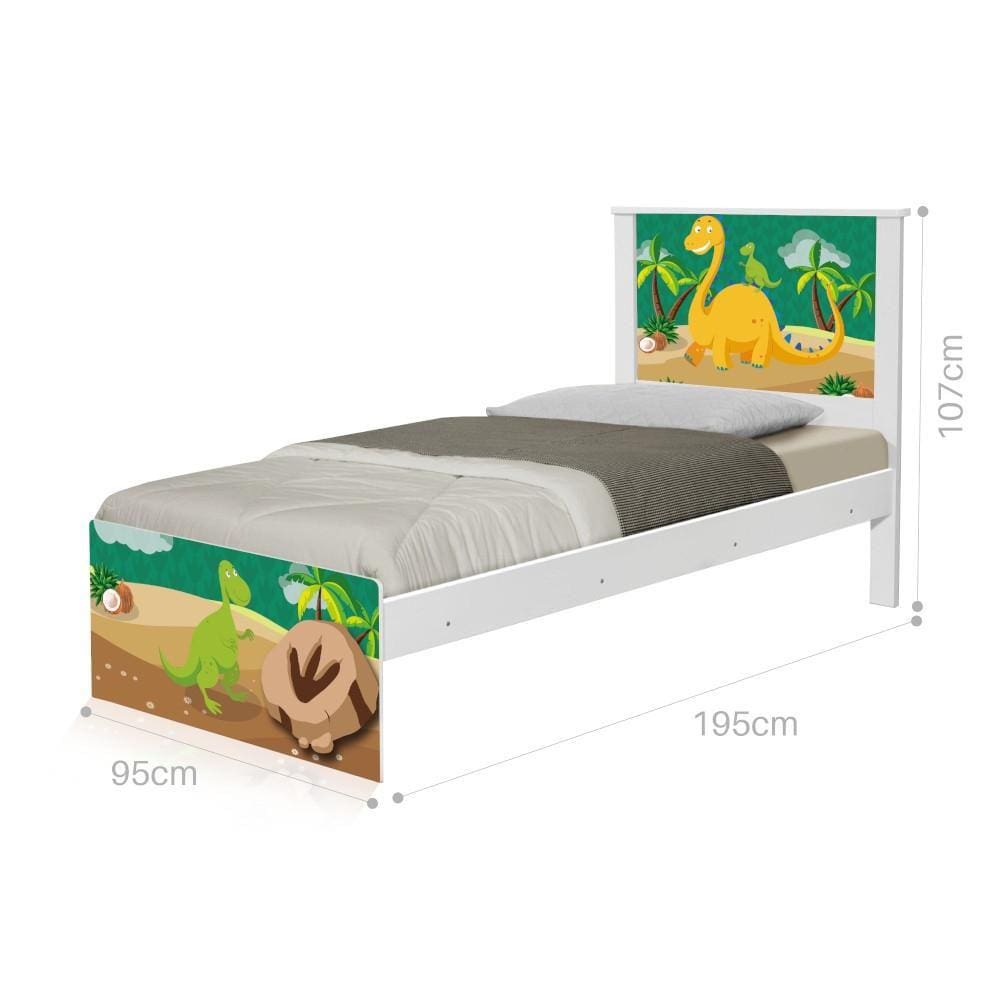 Cama Solteiro Adesivada Dinossauro