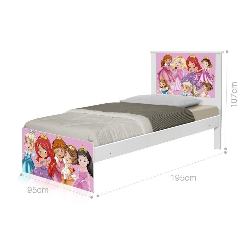 Cama Solteiro Adesivada Princesinhas