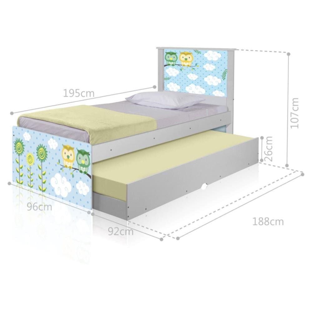 Bicama Juvenil Adesivada Corujinhas